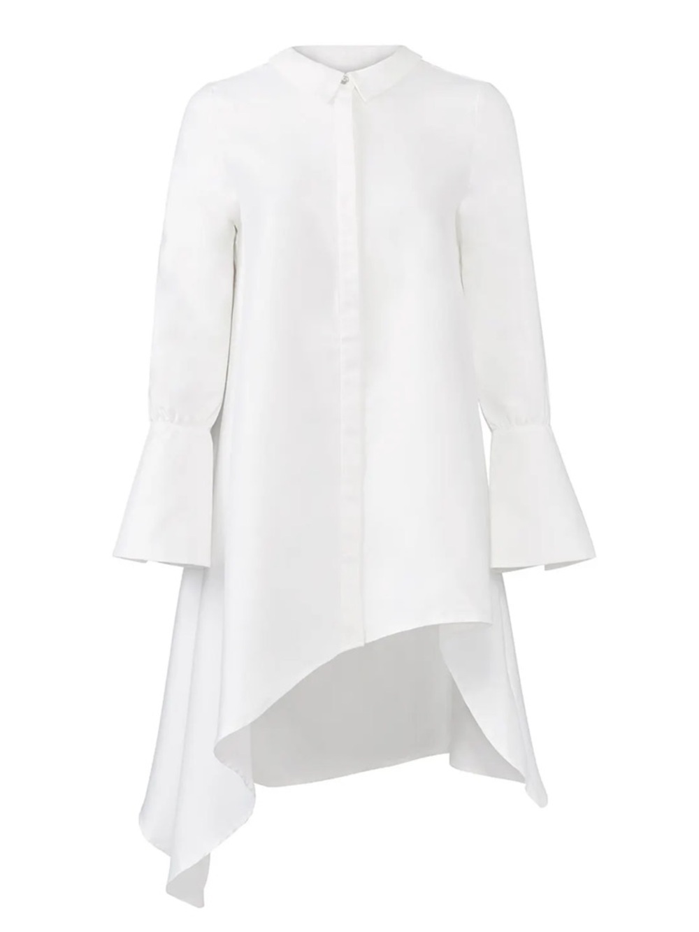 N12H white tunic shirt dress button up flare sleeves breezy euro-summer minimal
